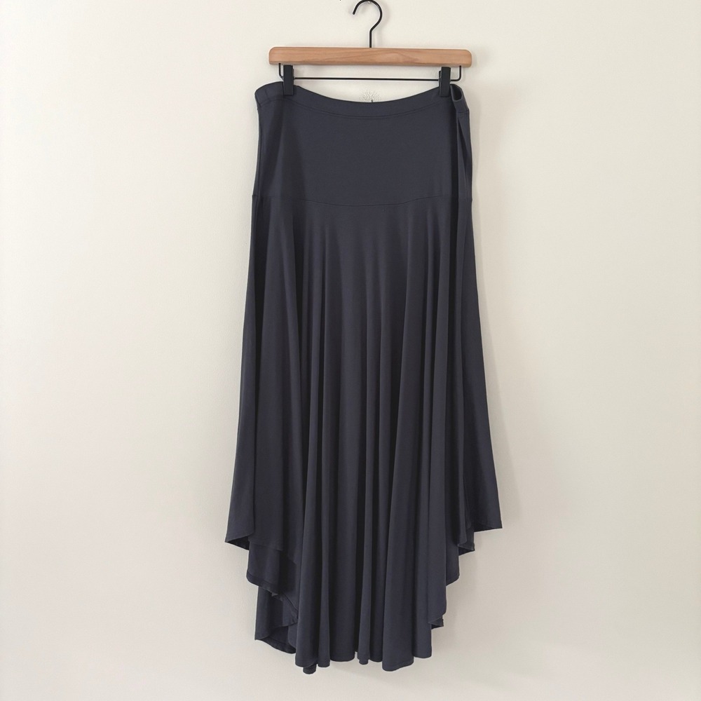 Peruvian Connection Skirt L Gray Asymmetrical Handkerchief Hem Pima Cotton Knit